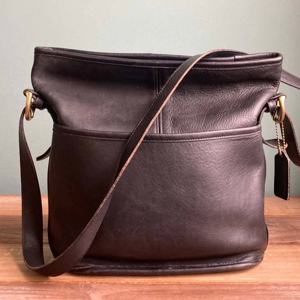 Vintage Coach 4153 Black Leather Bleecker Bucket Bag Crossbody